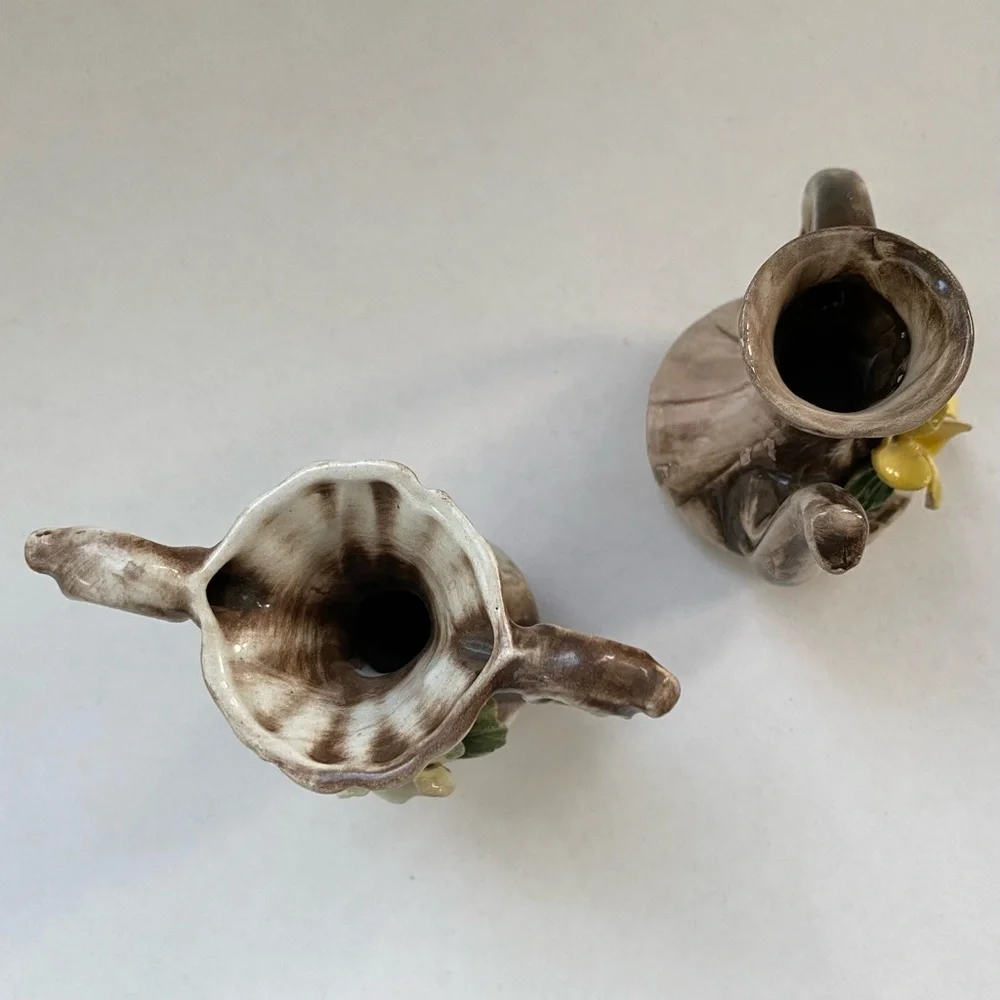 2 Vintage Capodimonte Small Vases Porcelain Flowers Made in Italy